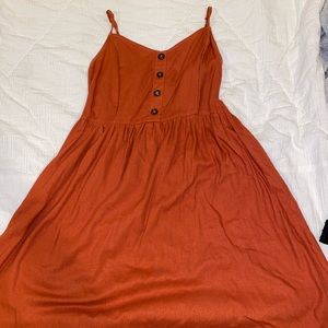 ORANGE LINEN DRESS FOR FALL